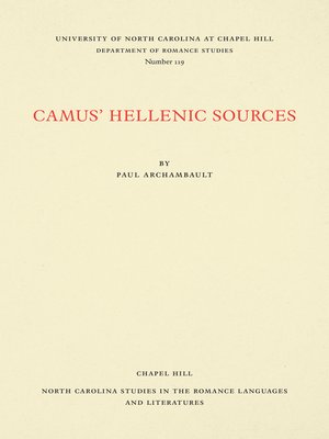 cover image of Camus' Hellenic Sources